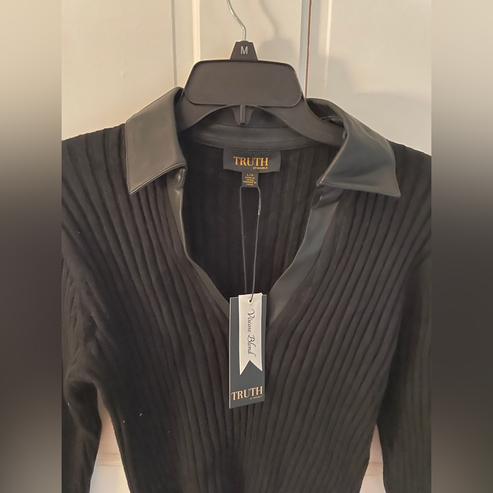 NWT Truth by Republic Leather Collared Top - Picture 4 of 6